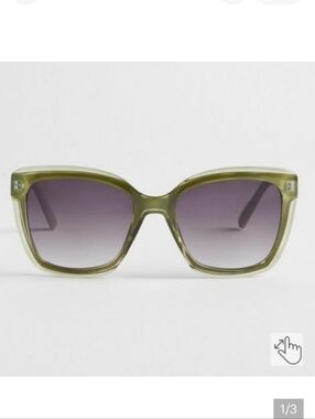 🆕️ OLIVE GREEN RECTANGLE SMOKE LENS SUNGLASSES